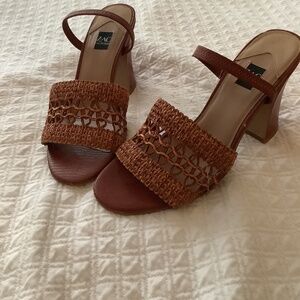 Zac Posen Rust Colored Woven Top Sandals